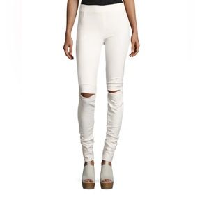 SALE! NEWwTags $895 AKRIS Slit-Knee Jeans Leggings White size 8 GORGEOUS!